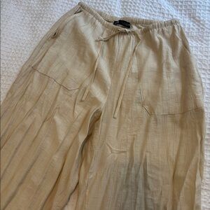 Zara Linen Blend Tan Pants